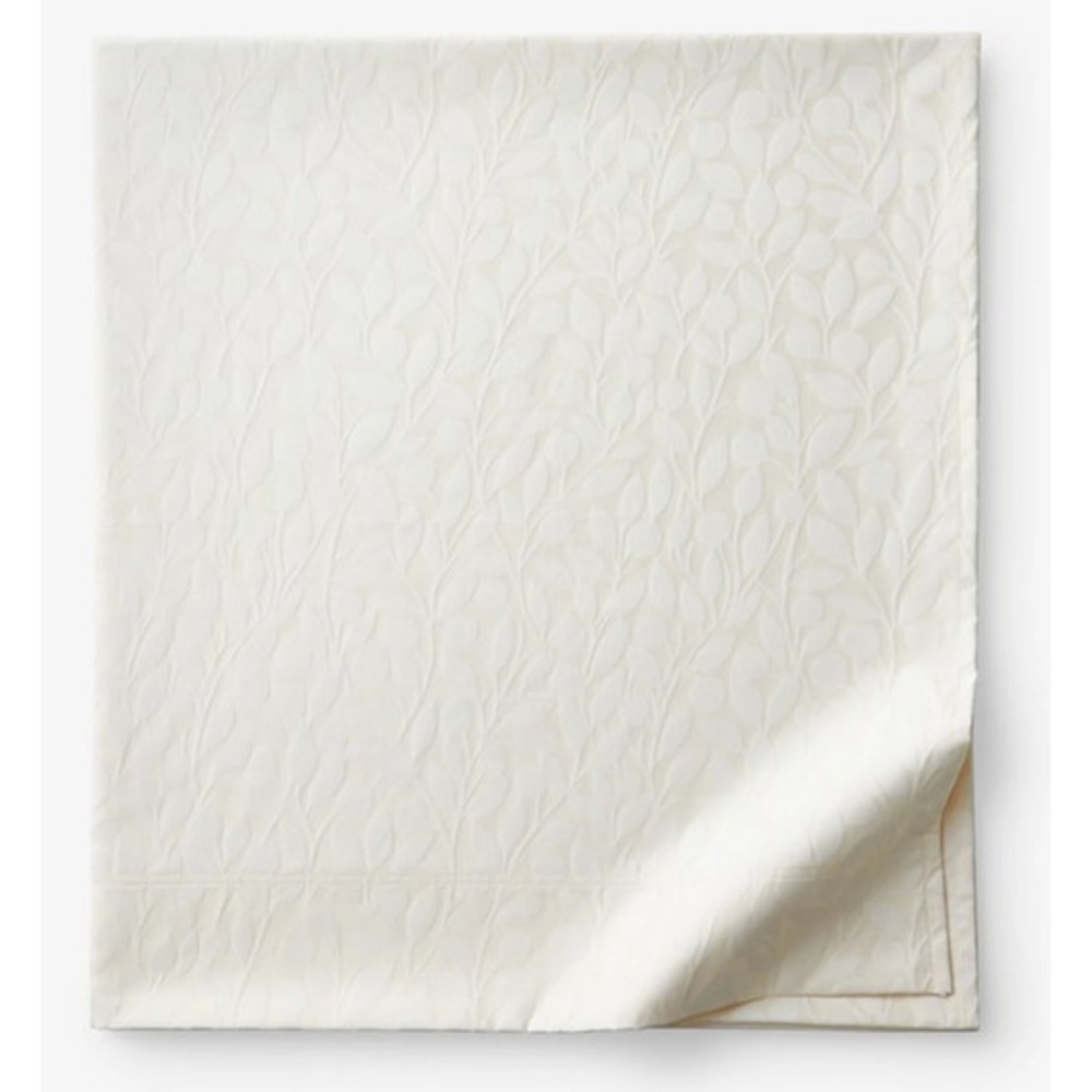 The Company Store Supima Cotton Jacquard Leaf Flat Sheet Queen Ivory 51352A